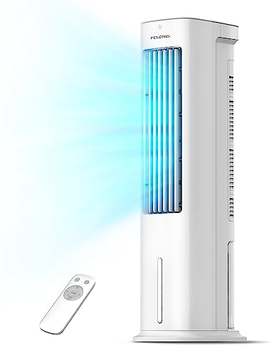Pelonis Ventilatore A Torre E Umidificatore Con Oscillazione A 60°, Raffreddatore D’Aria Evaporativo 3 In 1 Con 3 Impostazioni Di Velocità, 3 Modalità