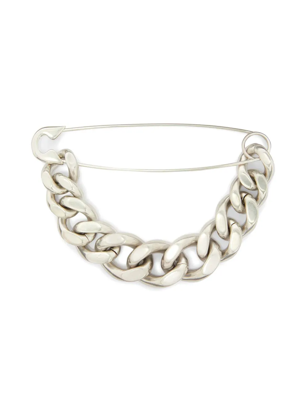 Jil Sander safety-pin curb-chain brooch - Argento