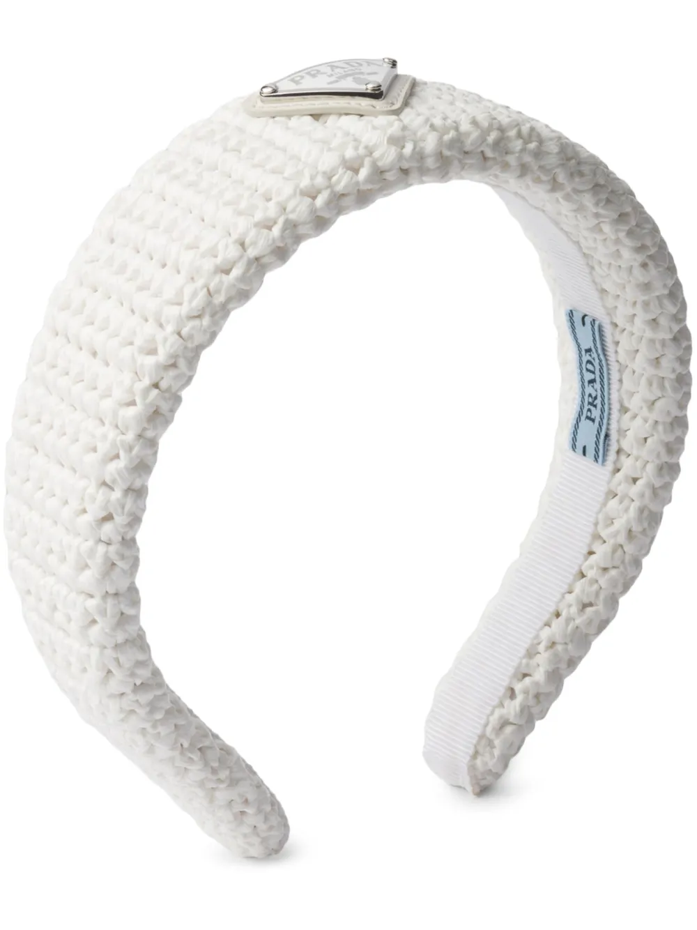 Prada logo-plaque crochet headband - Bianco