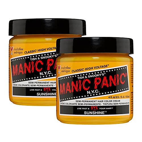 Manic Panic Sunshine Classic Creme, Vegan, Cruelty Free, Yellow Semi Permanent Hair Dye 2 X 118Ml