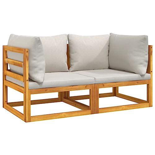 Vidaxl Divani Angolo Modulari 2Pz Cuscini Grigio Chiaro Legno Acacia