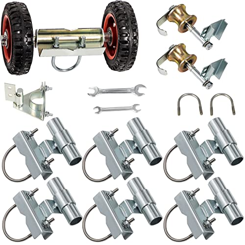 Vevor Kit Cancello Scorrevole In Acciaio Inossidabile 201 E Acciaio Zincato, Pulegge Di Fissaggio Per Porta, Ruote Per Guide Di Scorrimento Con Staffe