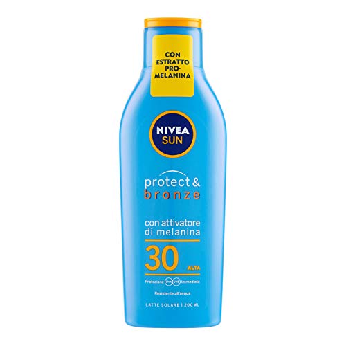Nivea Sun Protect & Bronze Latte Solare Con Attivatore Di Melanina, Fp30, Protezione Alta - 200 Ml