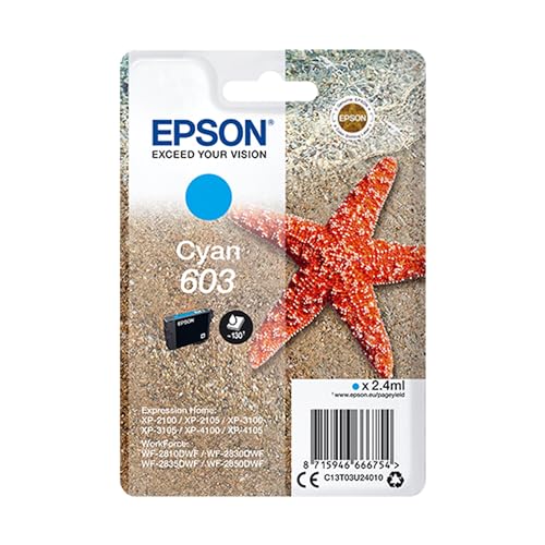 Epson Serie 603 Stella Marina - Cartucce Originali Per Stampante Getto D'Inchiostro, Single Pack 1 Colore (Ciano) Formato Std, Stampe Casa/Ufficio Fin
