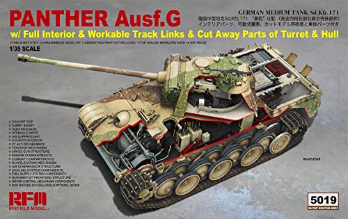 Ye Field Model Rm5019 Reyfield Models Rm-5019 Wwii German Panther Ausf.G Sd.Kfz.171 Con Equipaggiamento Interno Completo, Multicolore