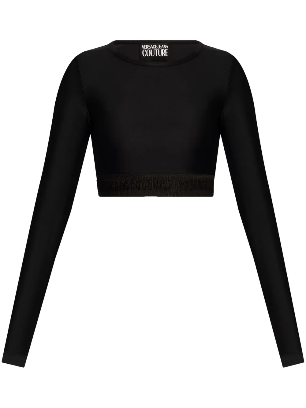 Versace Jeans Couture logo-hem cropped top - Nero