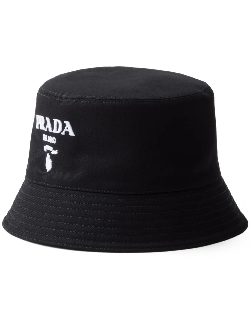 Prada logo-embroidered drill bucket hat - Nero