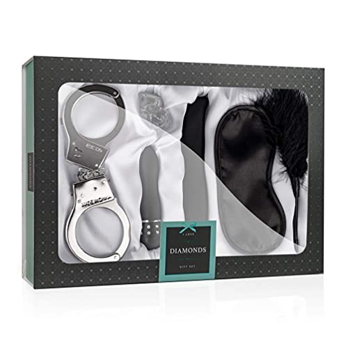 Loveboxxx Deluxe Confezione Regalo Di Lusso Erotico, Edizione Limitata Diamanti, Set Di 6 Pezzi Nero, Inclusi Vibratori E Manette