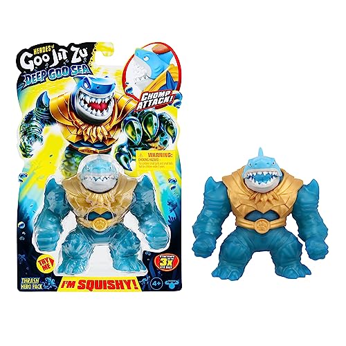 Heroes Of Goo Jit Zu Deep Goo Sea - Cofanetto Eroe Thrash Statuetta Super Morbida Riempita Con Una Sostanza Viscosa Attacco Morso Allunga Il Tuo Eroe 