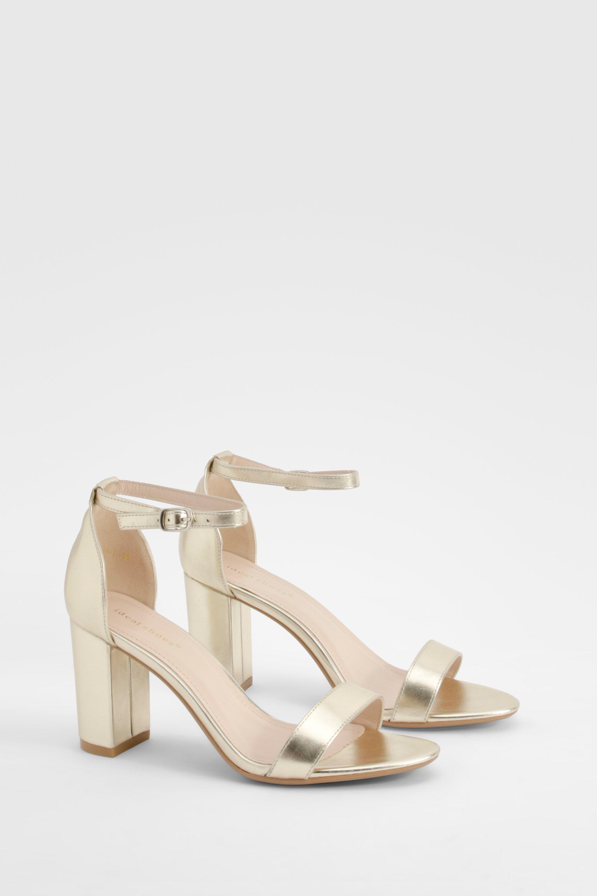 Leopard Mid Block Barely There Heels, Metallics