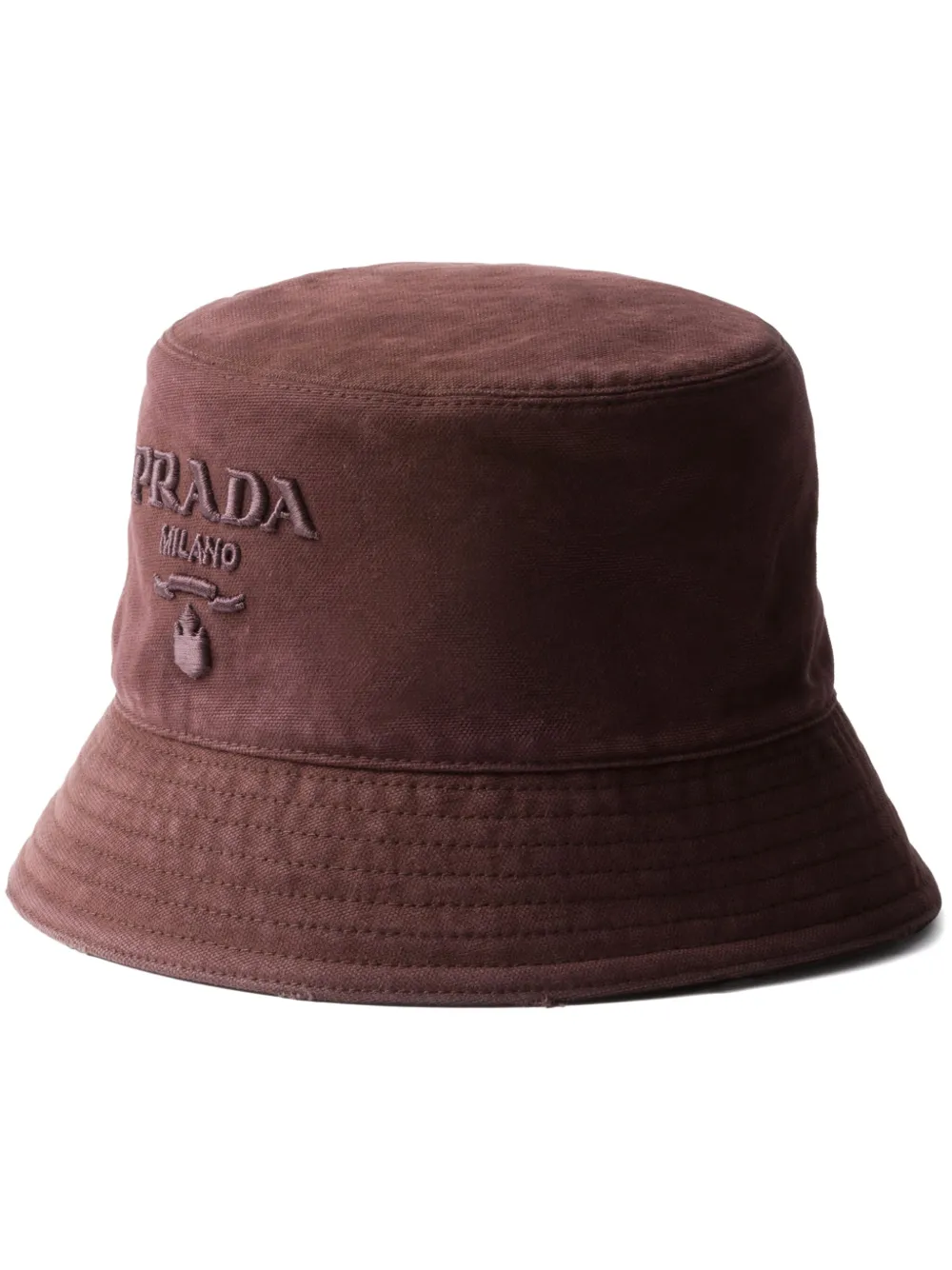 Prada logo embroidered bucket hat - Rosso