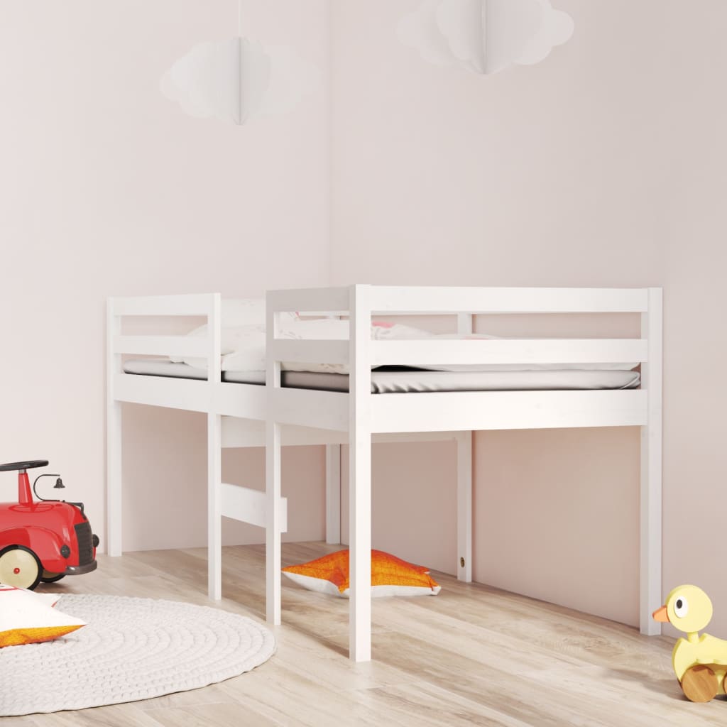 vidaXL Lit haut Blanc 90x200 cm Bois de pin massif