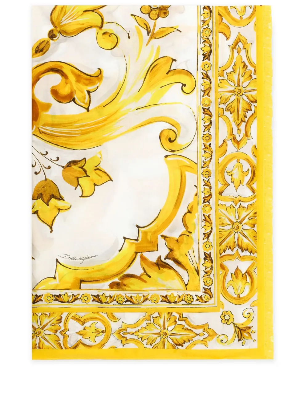Dolce & Gabbana Majolica-print cotton sarong - Bianco