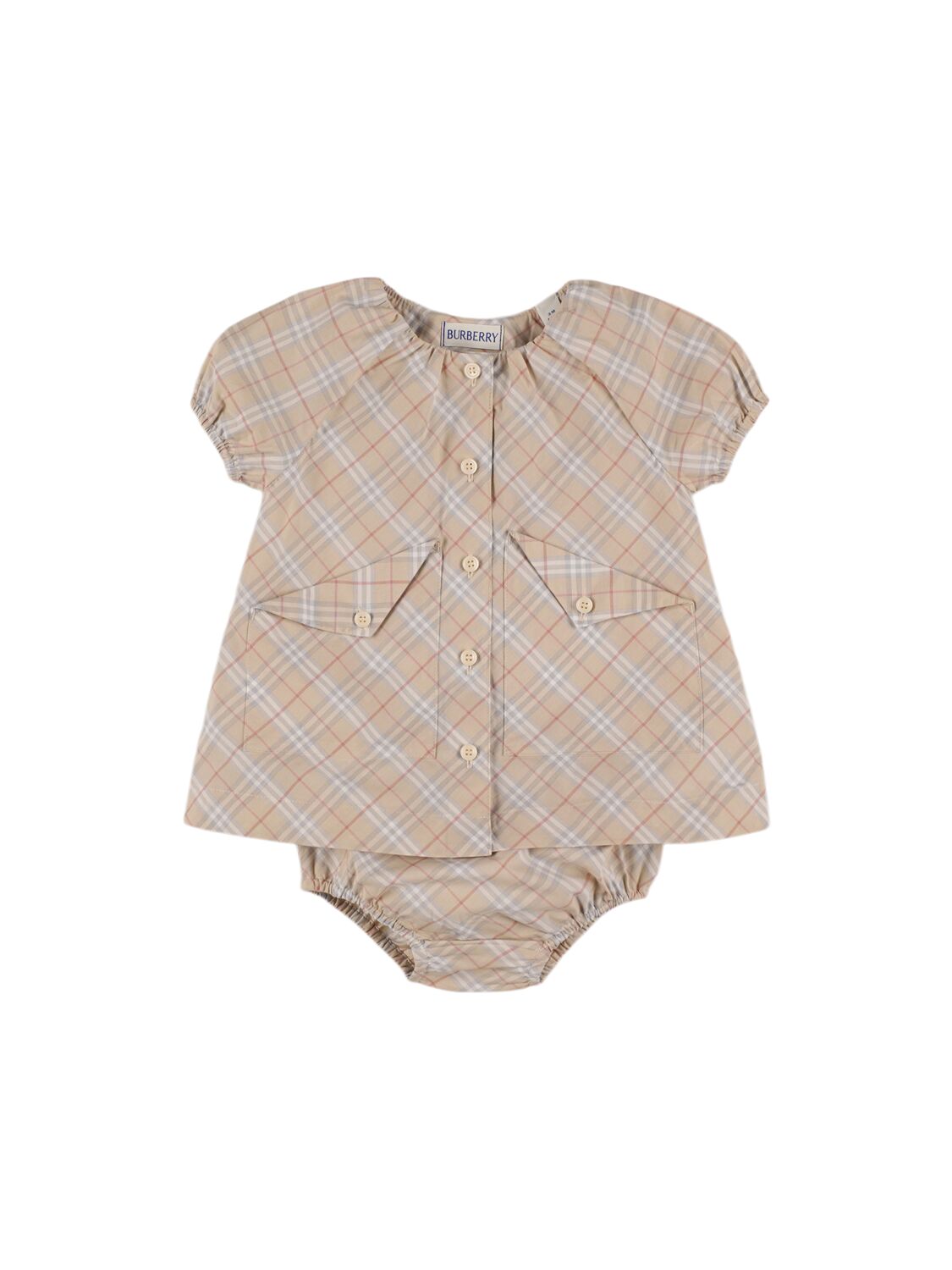 Check Print Cotton Dress & Diaper Cover