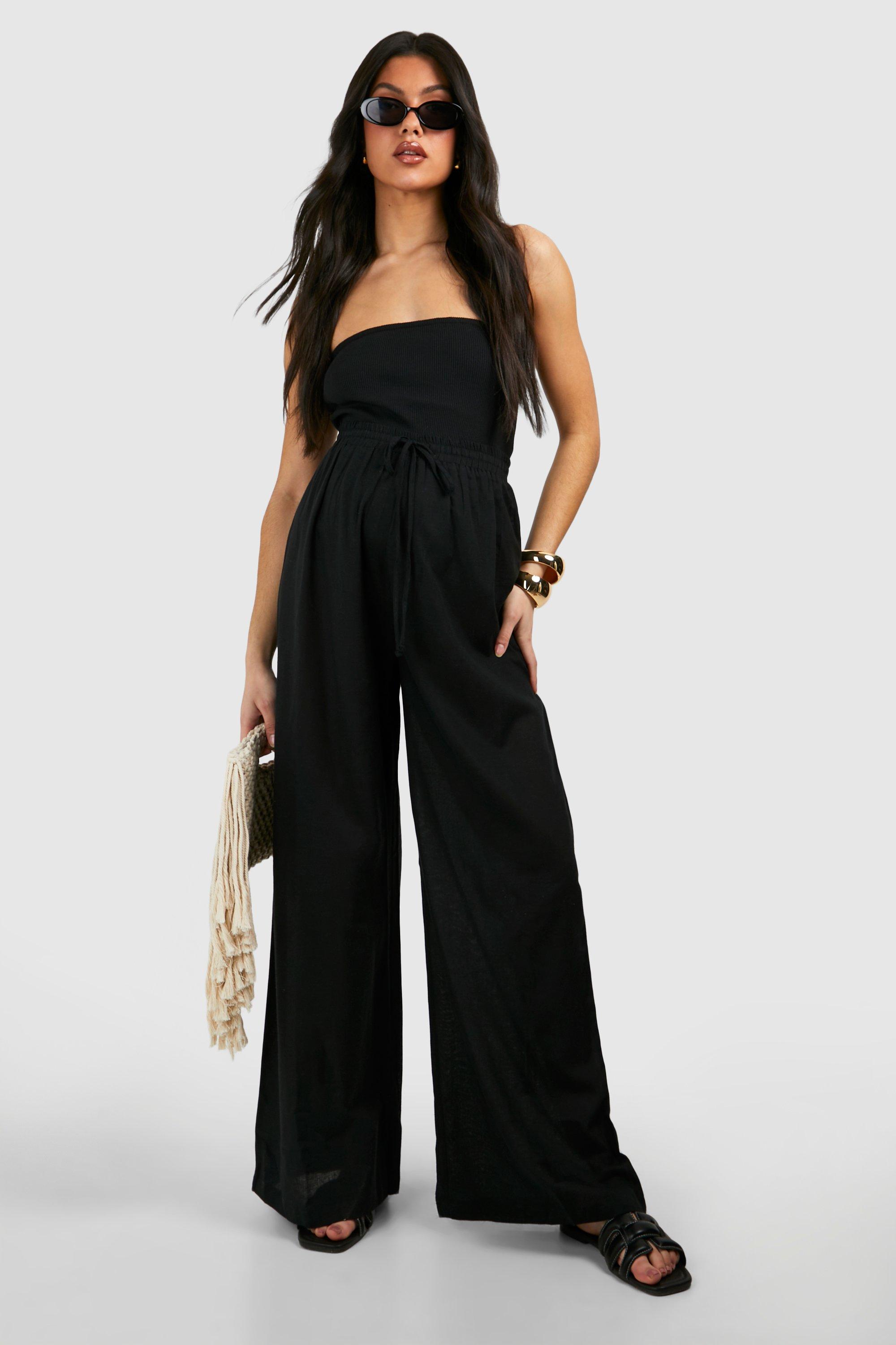 Maternity Linen Straight Leg Trouser, Nero