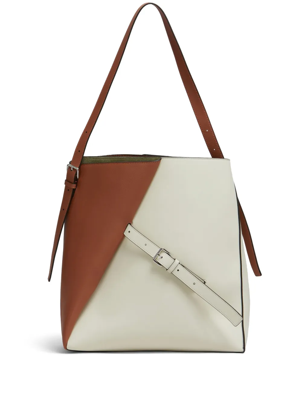 Marni contrasting leather tote bag - Marrone