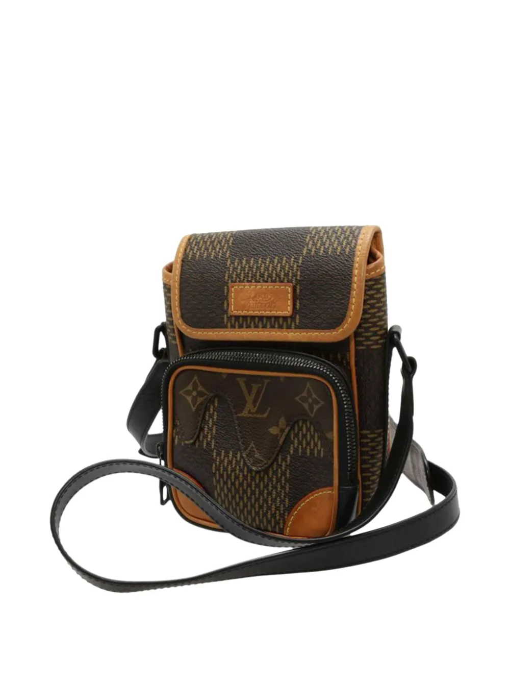 Louis Vuitton Pre-Owned 2020 LV x Nigo Giant Damier Ebene Monogram Nano Amazone Messenger crossbody bag - Marrone