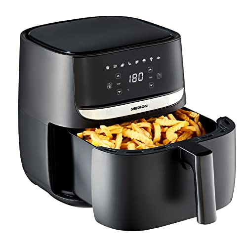 Medion Friggitrice Ad Aria Calda E50 Xl (5,7 L, 1700 Watt, Pannello Di Comando Digitale, 8 Programmi Automatici, Timer Di 30 Minuti, Md 10532)