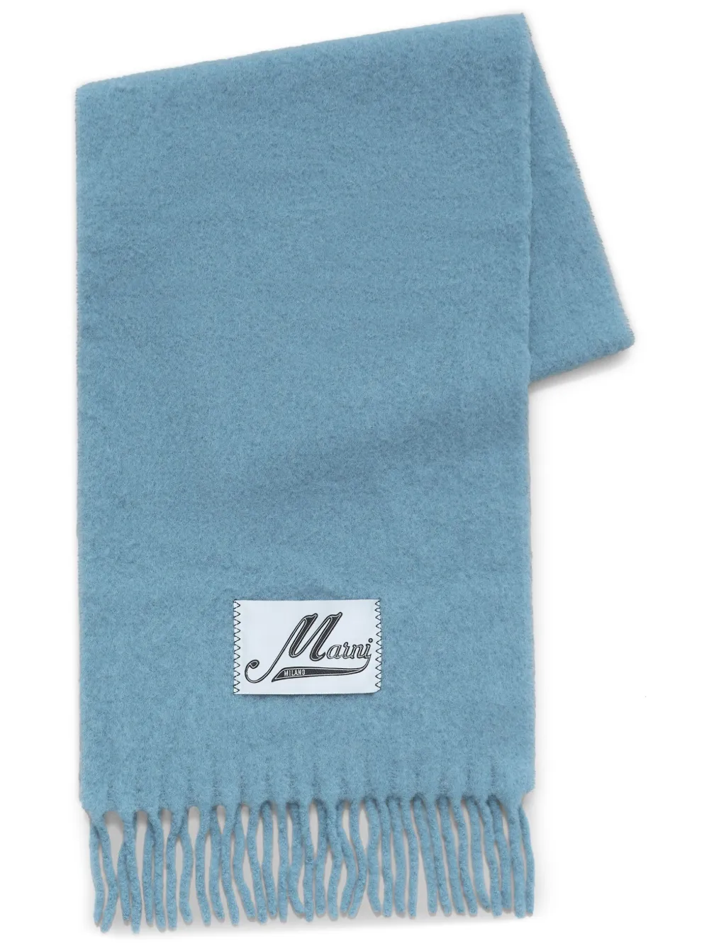 Marni logo-patch alpaca wool-blend scarf - Blu