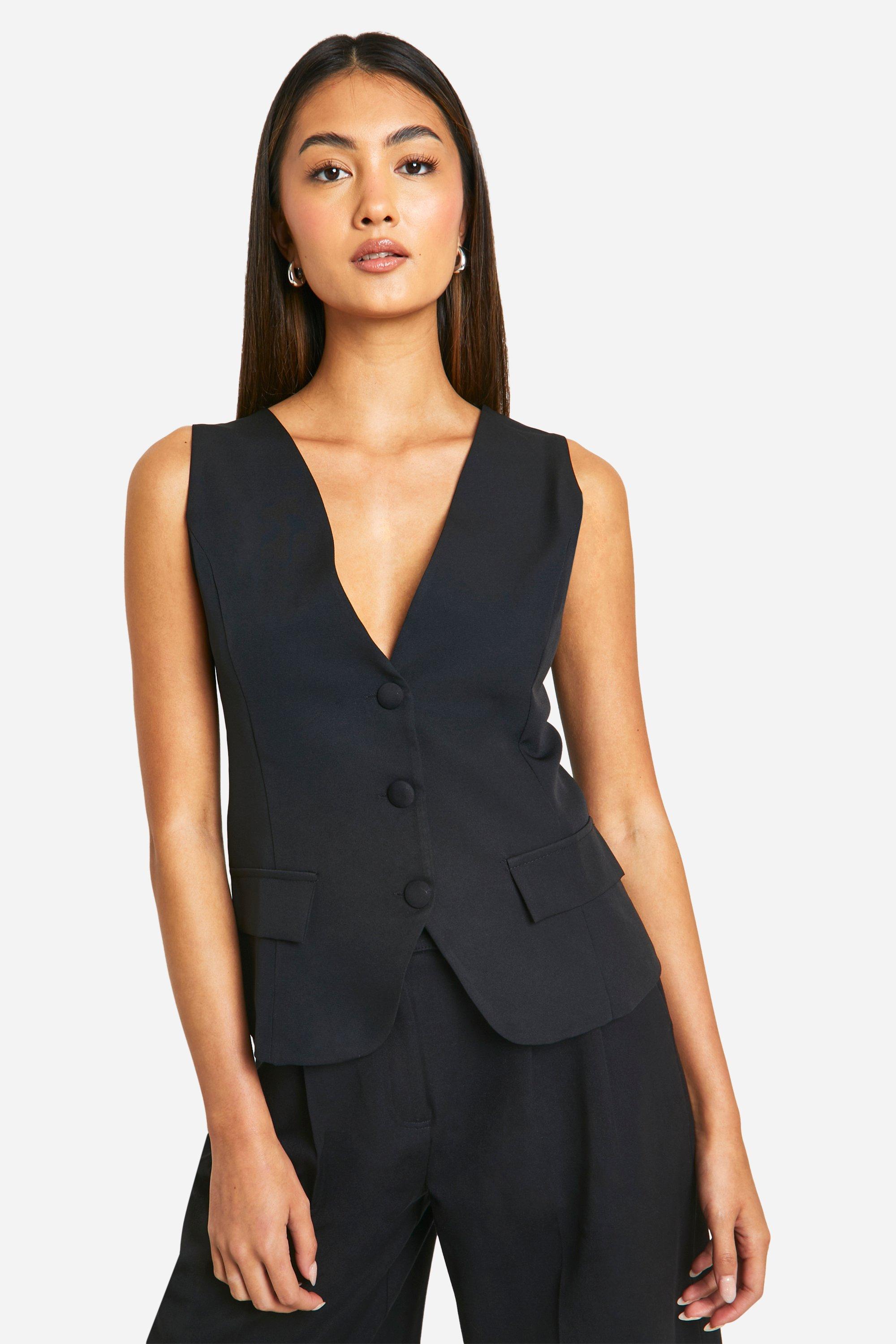 Longline Tailored Waistcoat, Nero