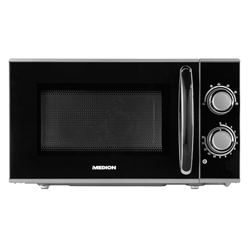 Medion Forno A Microonde, Potenza Circa 700 Watt, Capacità Circa 17 Litri, 6 Livelli, Funzione Di Scongelamento, Md 15644, Nero/Argento