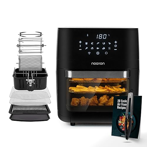 Noaton A120 Ultra Pro Friggitrice Ad Aria Calda 12L, Friggitrice Senza Olio, Incluso Ricettario E Pinze Da Cucina 26 Cm, 1800W, 10 Programmi, Display