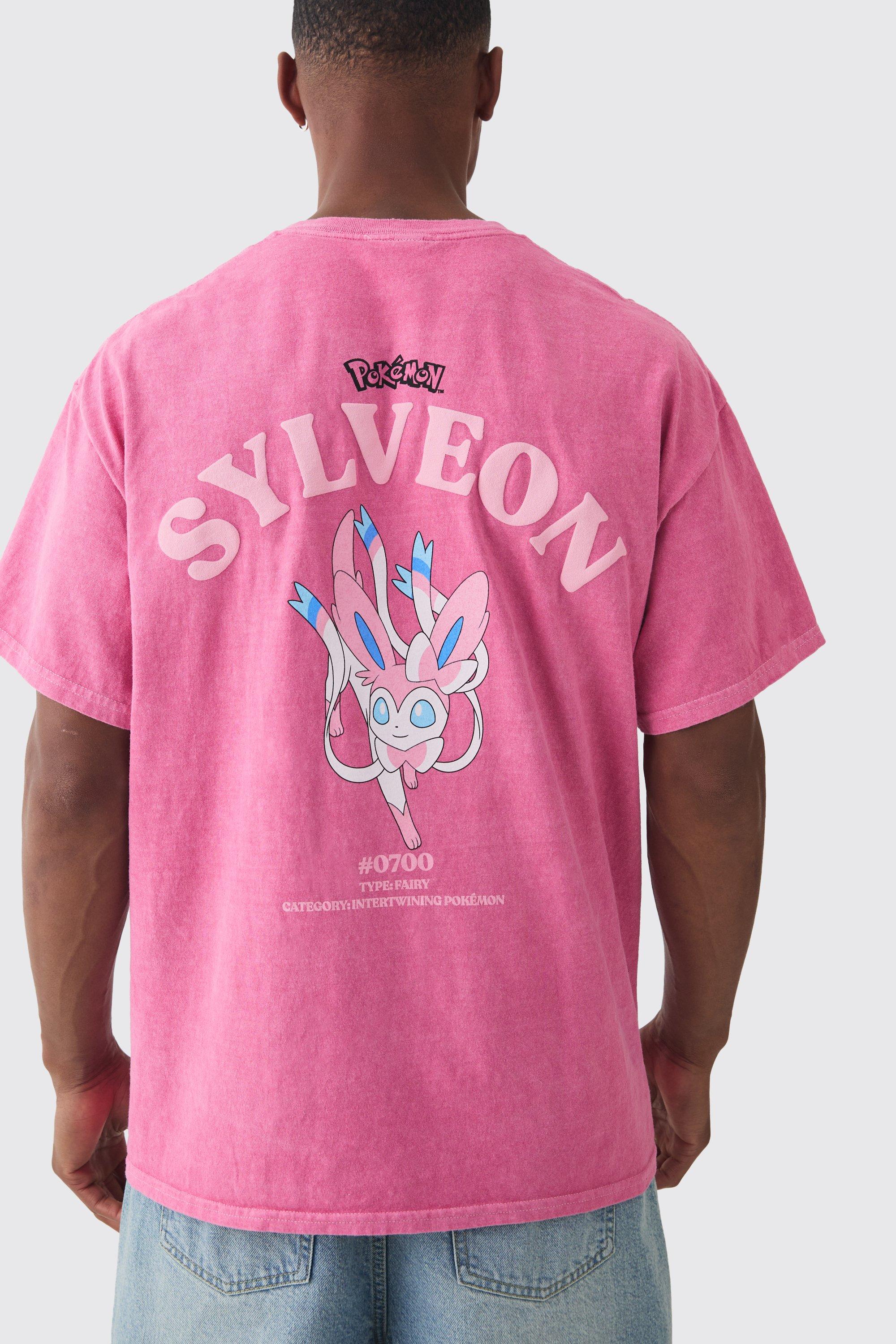 Oversized Pokemon Sylveon Wash License T-shirt, Pink
