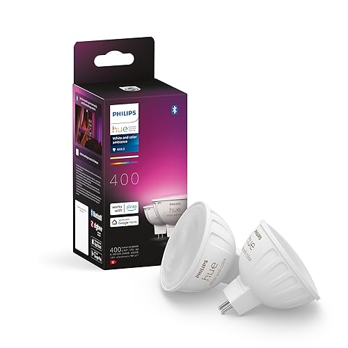 Philips Hue White And Color Ambiance, Faretto Smart, Luce Bianca O Colorata, Dimmerabile, Bluetooth, Gu5.3, 2X5W, 2 Pezzi