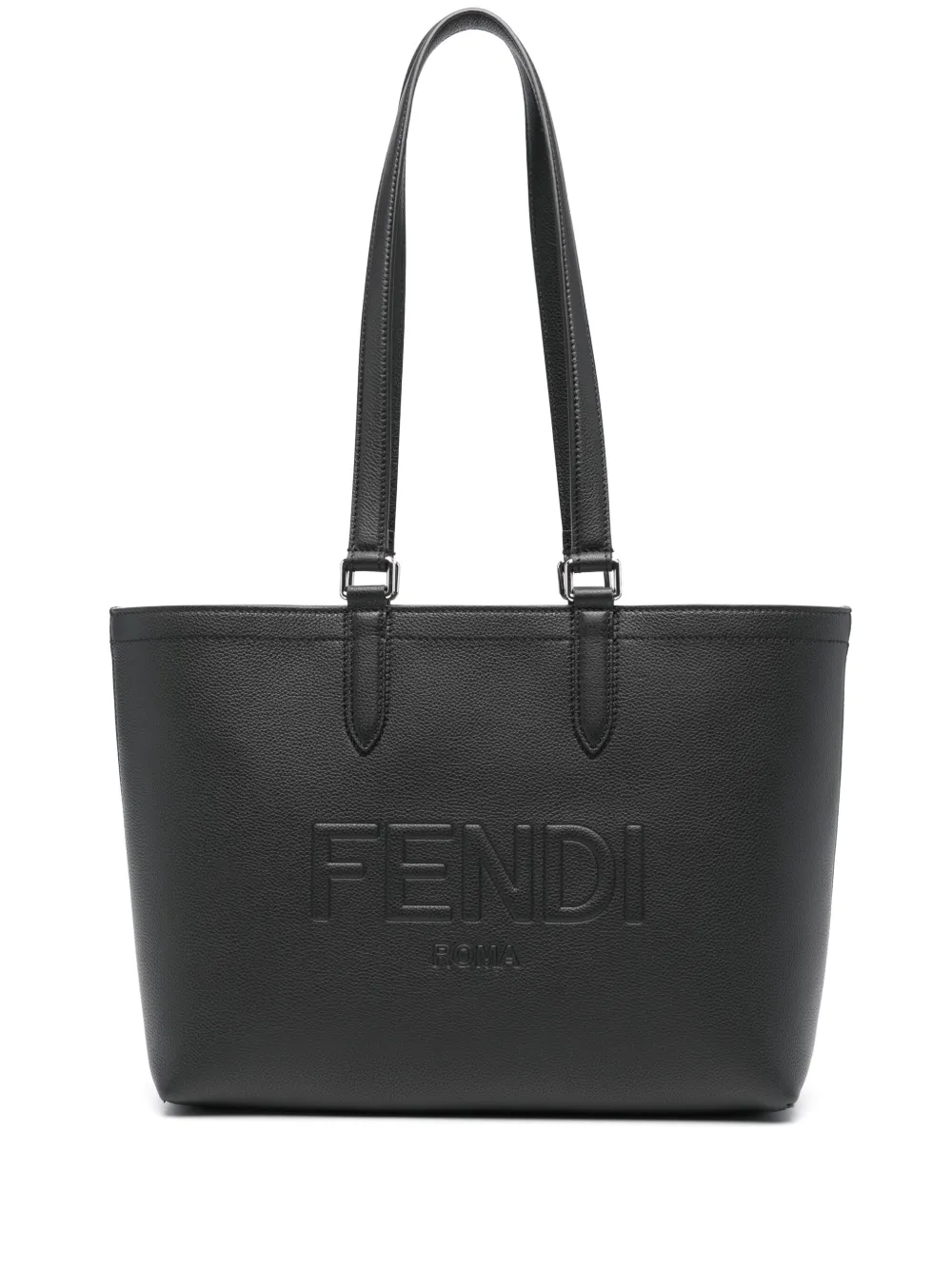 FENDI Borsa tote Roma con logo goffrato - Nero