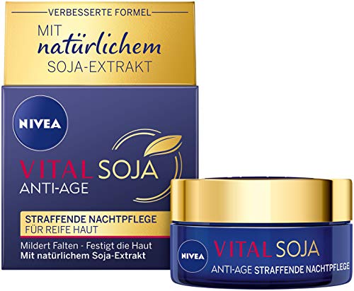 Nivea Vital Soia Anti-Age - Cura Notturna Rassodante (50 Ml), Idratante, Con Estratto Di Soia Naturale, Cura Rigenerante Per La Pelle Attiva Durante L