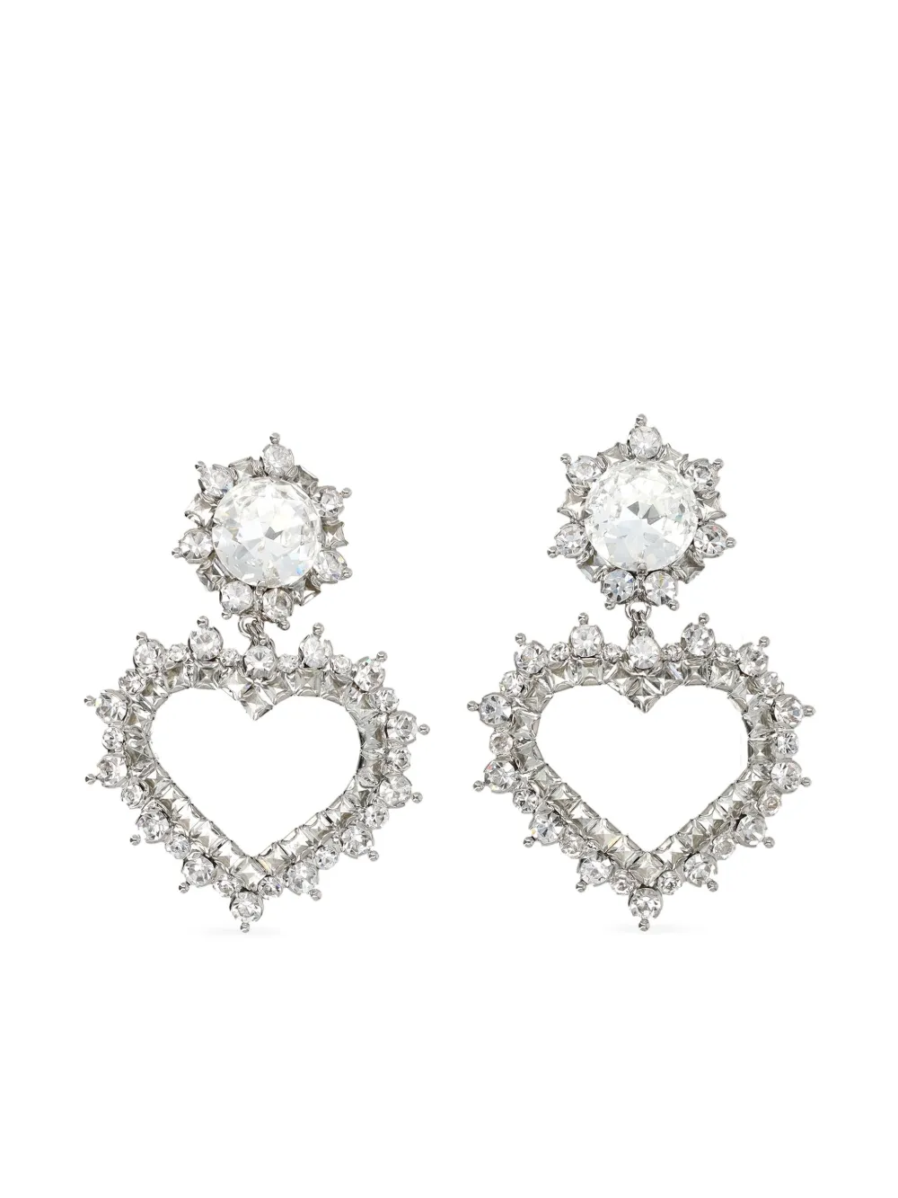 Alessandra Rich heart-motif drop earrings - Argento