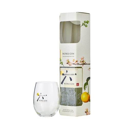 Roku Gin Confezione Con Bicchiere Serigrafato Roku - 1 Bottiglia Da 700Ml Di Gin Artigiale Giapponese Composto Da 6 Botaniche + 1 Bicchiere Roku Gin