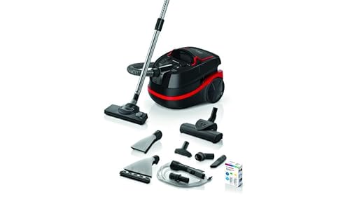 Bosch Bwd421Pow 6944345, Cilindro Vacuum, Nero/Rosso, 2100 W, 1 Liter, 44 Decibeles
