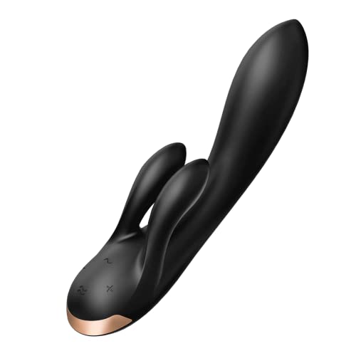 Satisfyer, Vibratore Rabbit Bluetooth, Double Flex Connect App, 20 Cm, Con App, 3 Motori, In Silicone Pieno, Ricaricabile, Impermeabile, Colore:Nero