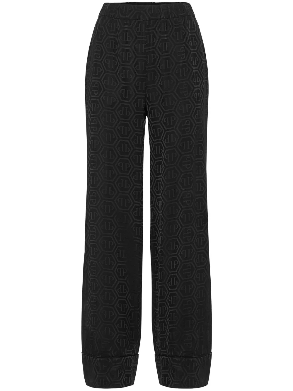 Philipp Plein monogram-pattern wide-leg trousers - Nero