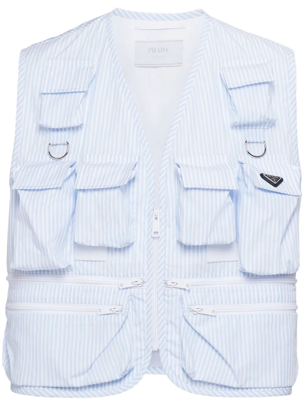 Prada striped cotton vest - Blu