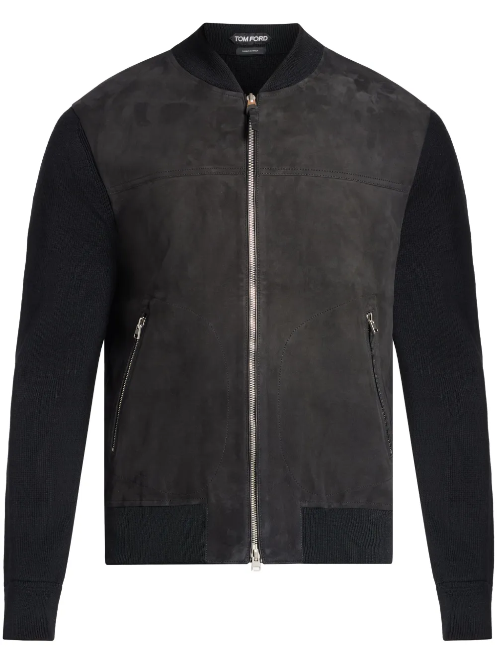 TOM FORD leather-wool bomber jacket - Nero