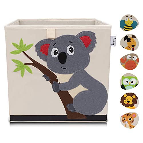 Lifeney Scatola Portaoggetti Per Bambini Con Motivo Koala, Scatola Giocattolo Con Motivo Animale, Adatta Per Scaffali Cubi, Scatola Per La Cameretta D