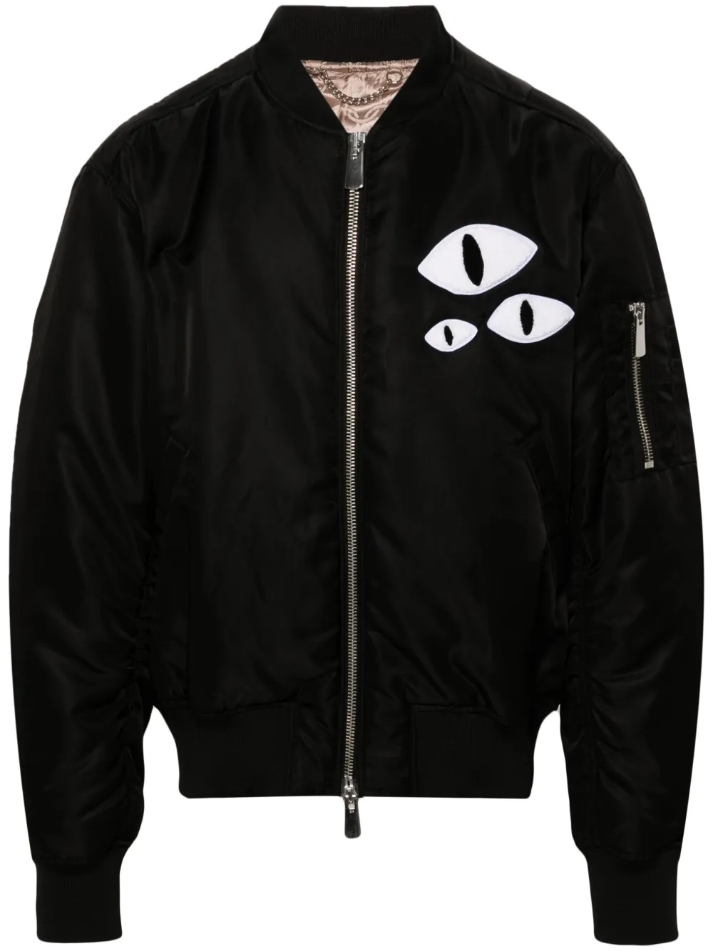 Charles Jeffrey Loverboy eye-patch padded bomber jacket - Nero