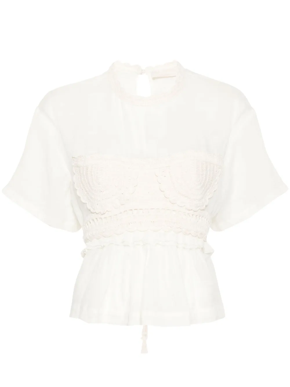 Ulla Johnson Cari crochet-panelling blouse - Toni neutri