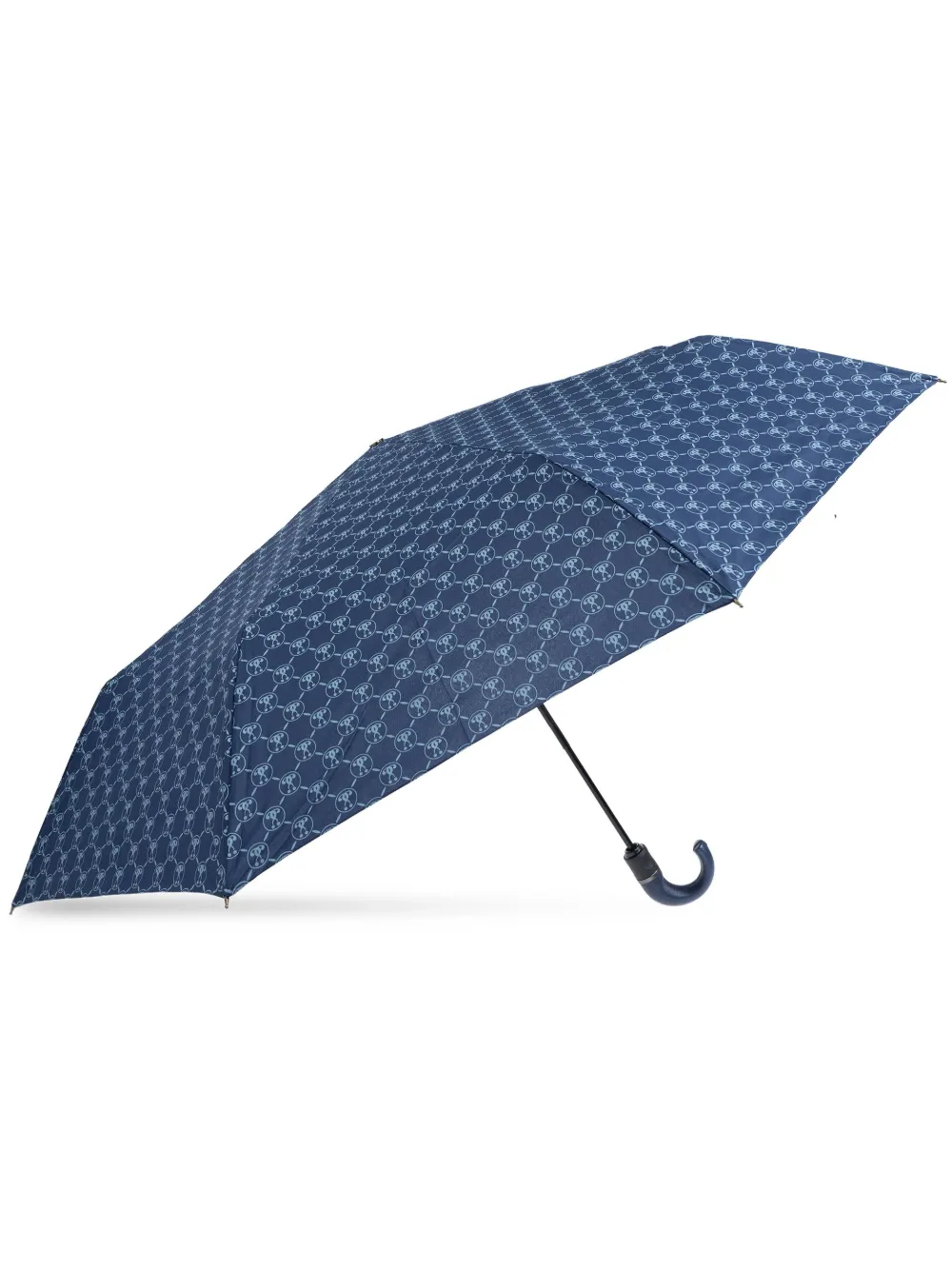 Moschino monogram-print crook-handle umbrella - Blu