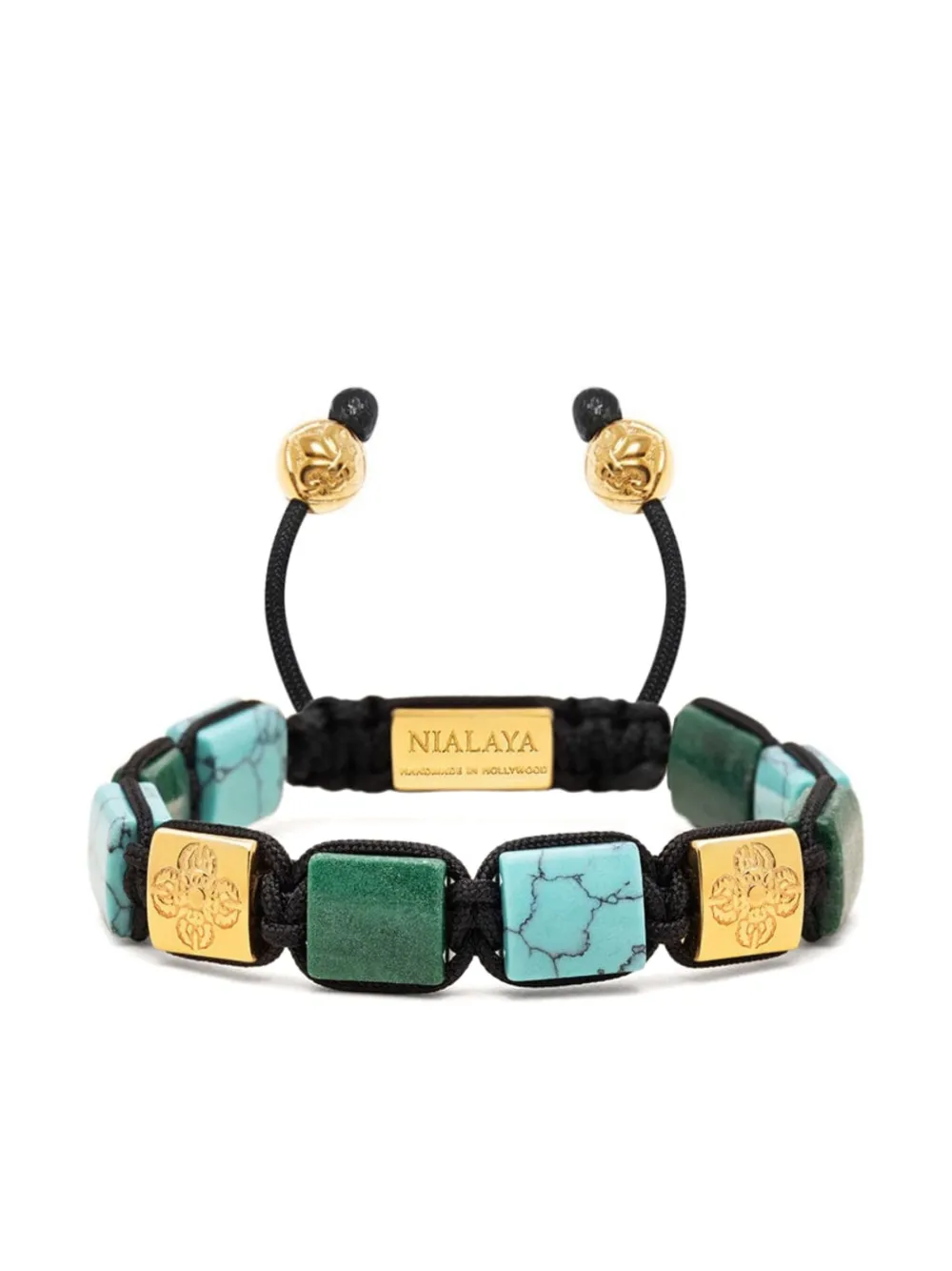 Nialaya Jewelry gold-plated flatbead bracelet - GREEN