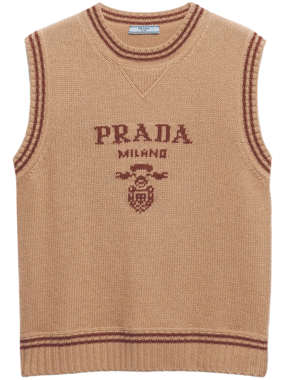 Prada Intarsia ribbed vest - Marrone