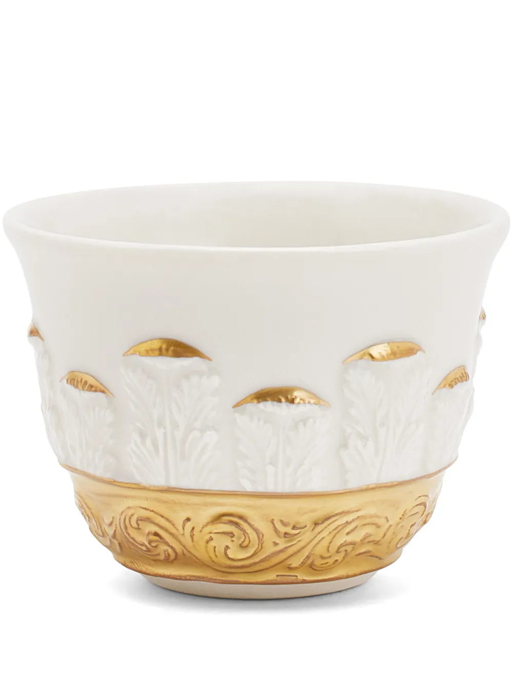 VILLARI Queen Elizabeth Arabic Coffee Cup White-Antique Gold - Bianco