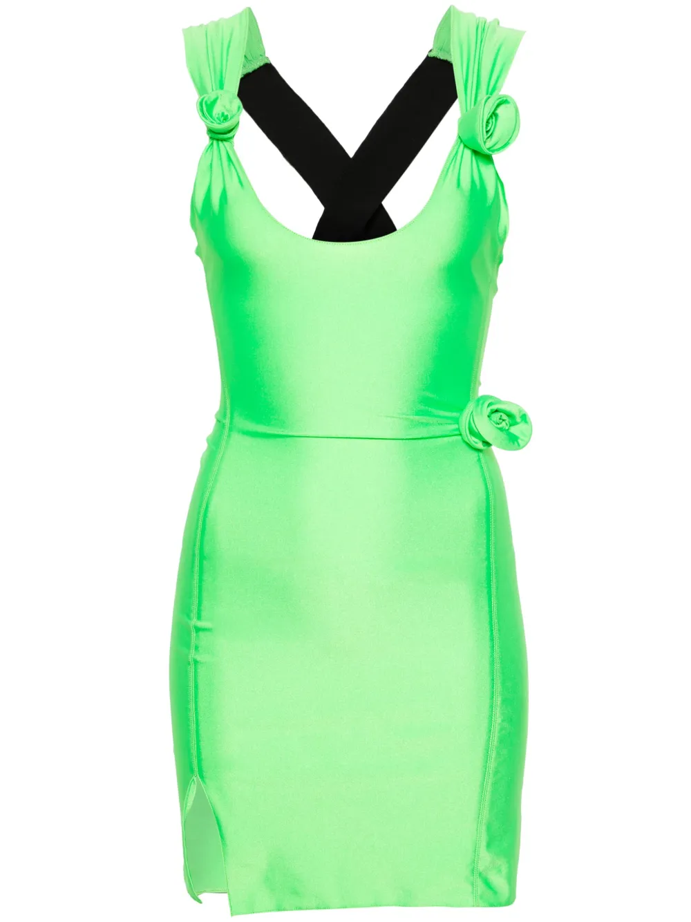Coperni floral-appliqué mini dress - Verde