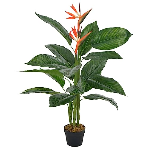 Vidaxl Strelitzia Artificiale Con Vaso Realistico Pianta Finta Per Interni Decorazione Floreale Rosso 100 Cm In Plastica E Poliestere