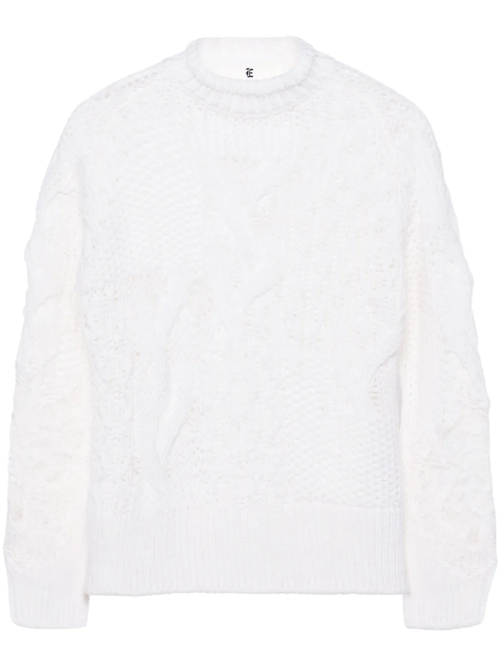 Ermanno Scervino lace-detail virgin wool blend jumper - Bianco