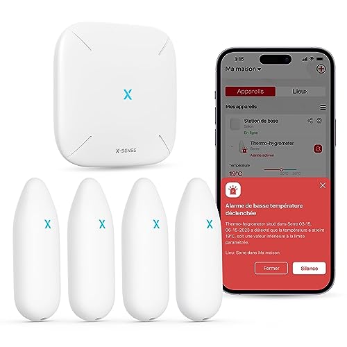 X-Sense Igrometro Per Termometro Interno, Controllo Della Temperatura E Dell'Umidità Dell'Aria Tramite App, Esportazione Gratuita Dei Dati Memorizzati