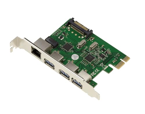 Kalea-Informatique Scheda Controller Pcie Usb3 (3 Porte) E Gigabit Ethernet (1 Porta) - Pci Express X1