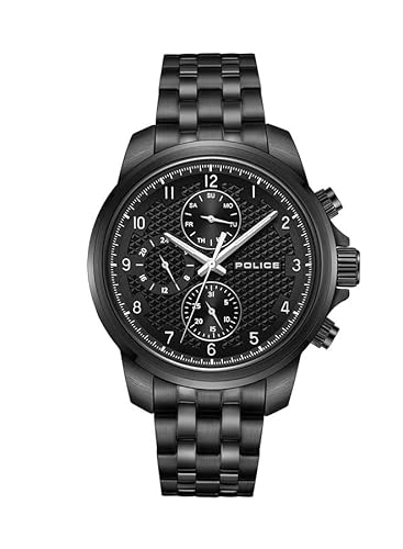 Mensor Pewjk0021504, Orologio Cronografo Da Uomo Con Quadrante Nero E Cinturino Nero, Nero, Moderno